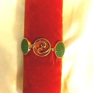 Monet Vintage Green stone and gold tone women's bracelet